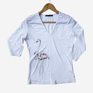 VALENTINO Jeans Top Long sleeve flamingo glitter sequin print